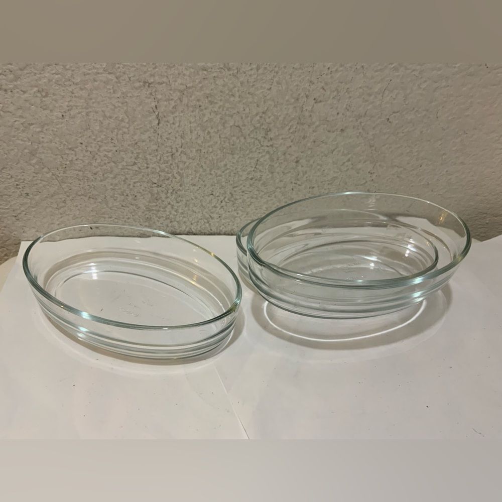 3 Vintage Pyrex Pie Pan made in France no stovetop no broiler 8”x5” G21